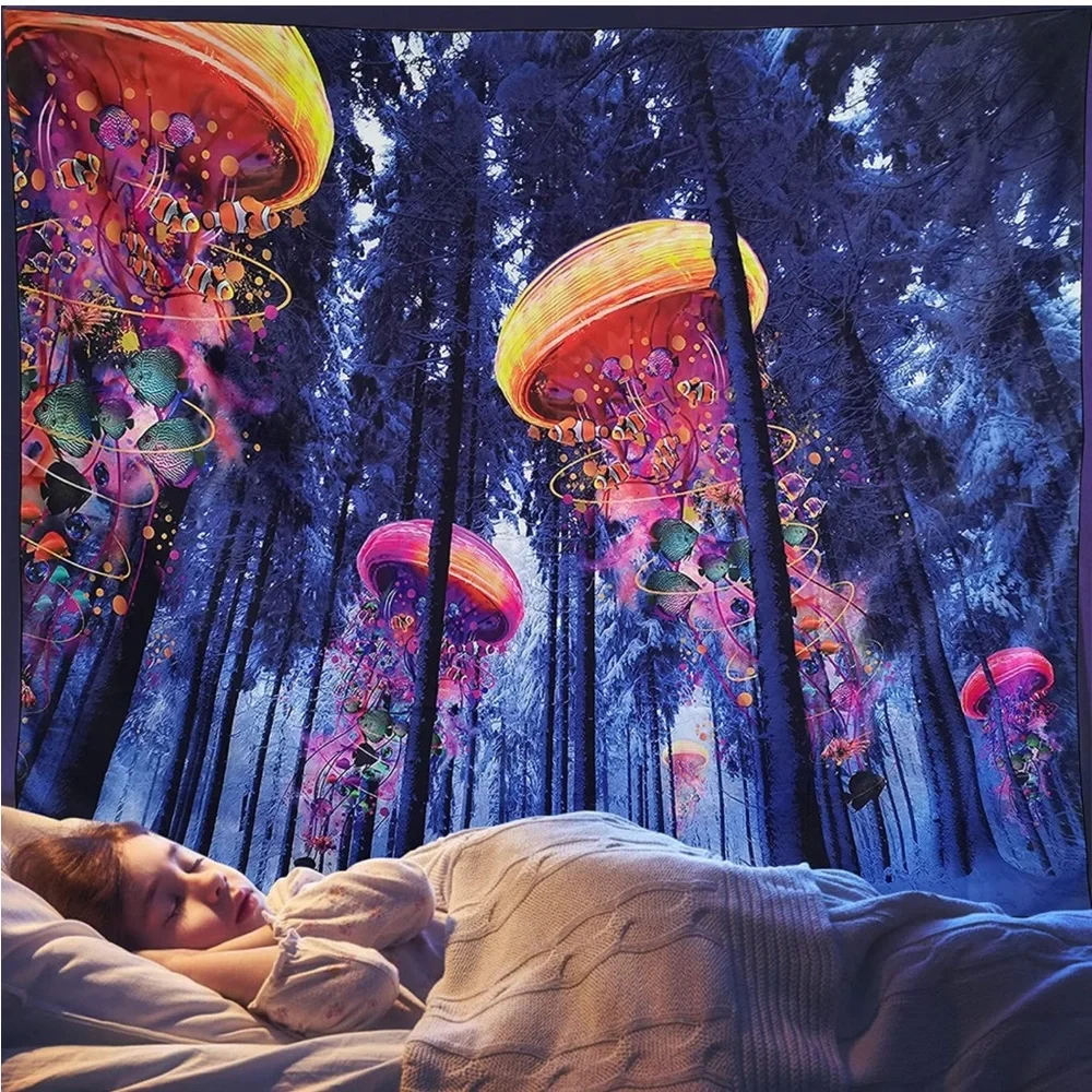 Nature Tapestry Wall Hanging Forest Hippie Trippy Psychedelic College Décor